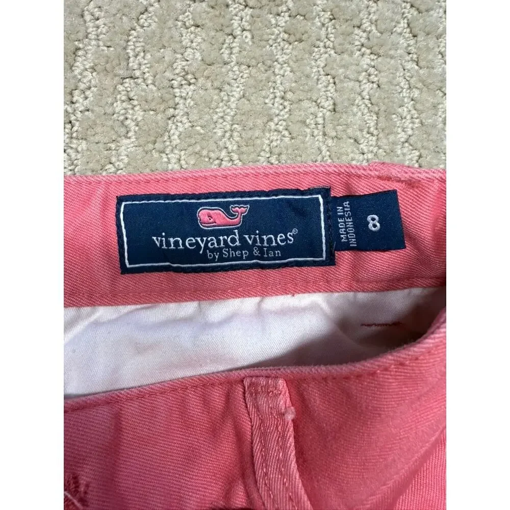 Vineyard Vines Coral Pink Red Twill Chino Shorts Size 8